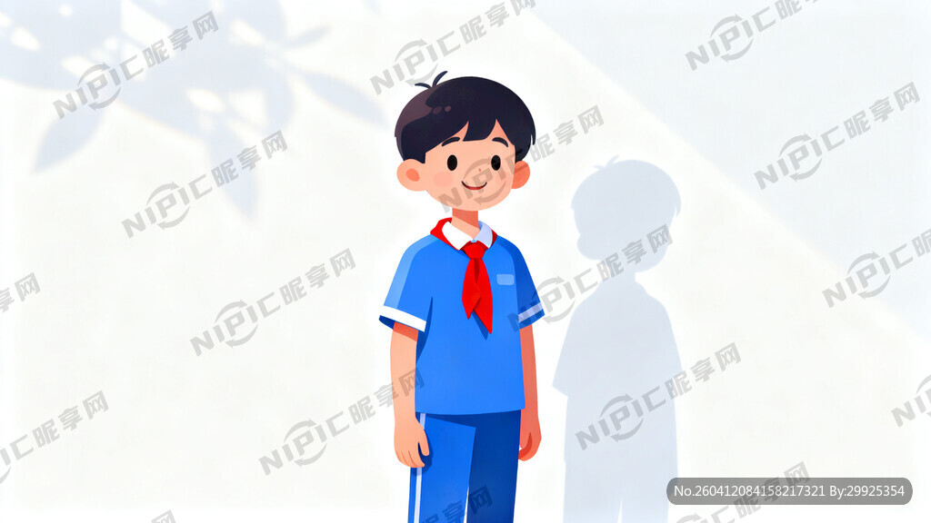 戴领巾学生 背景白色