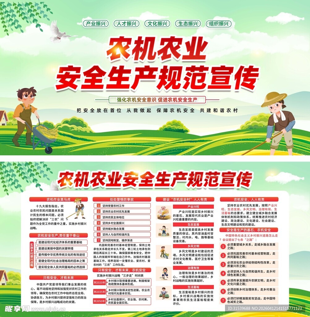 农机农业安全生产规范宣传展板
