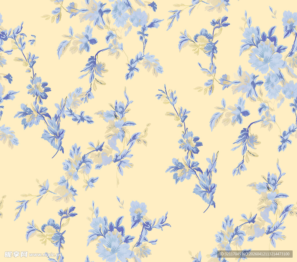 淡蓝花卉图案背景纹理