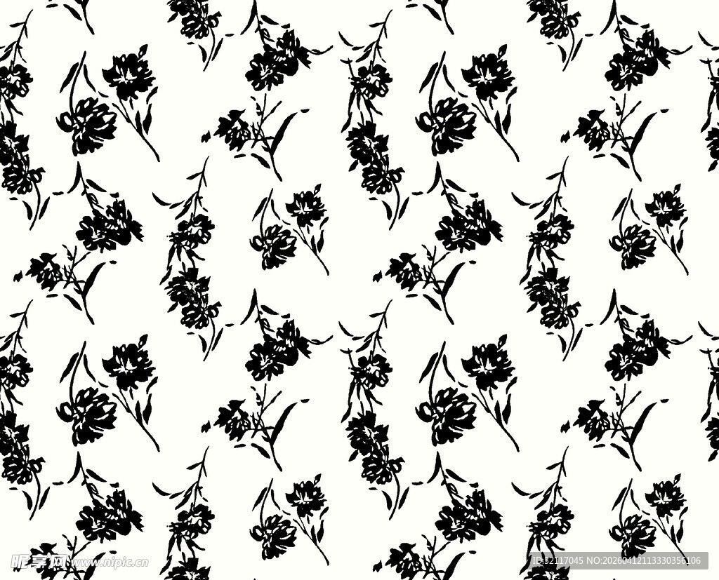 黑白花卉图案纹理背景