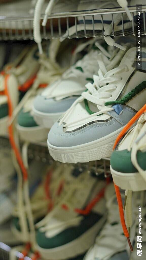 多彩运动鞋整齐陈列