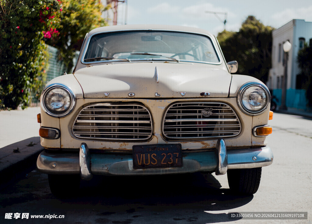 复古经典老式汽车特写