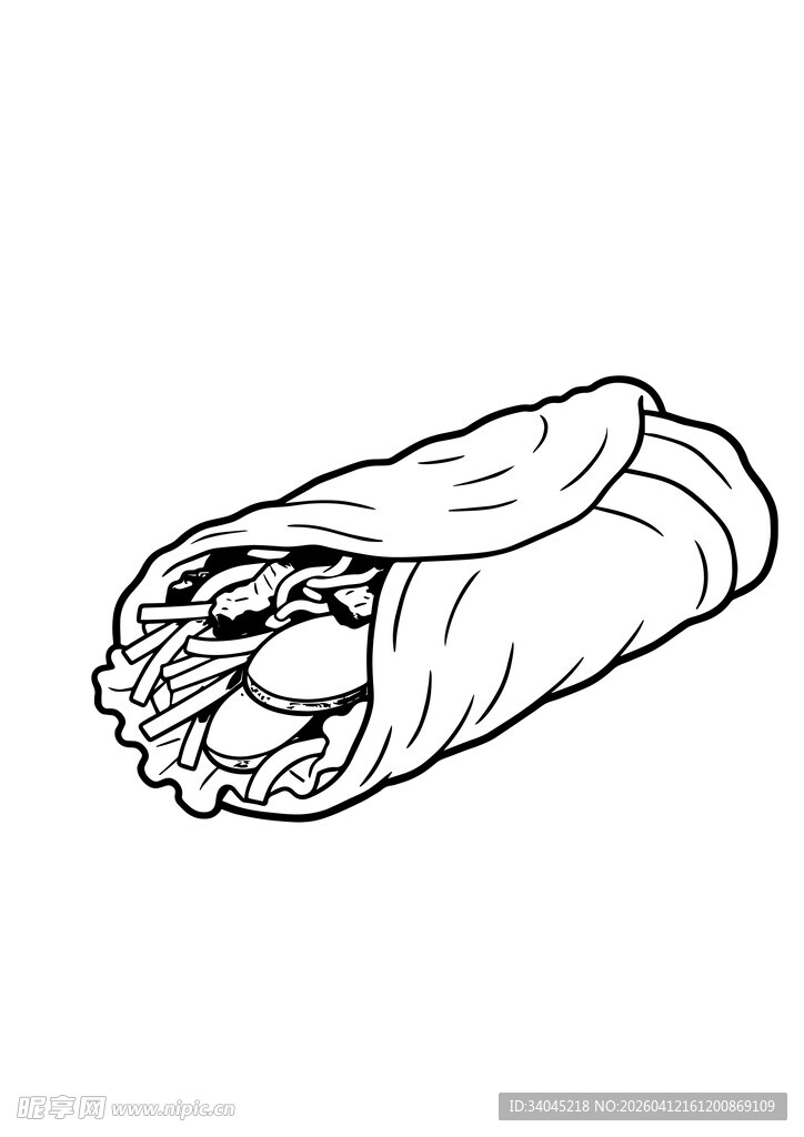 手抓饼 卷饼手绘美味墨西哥卷饼