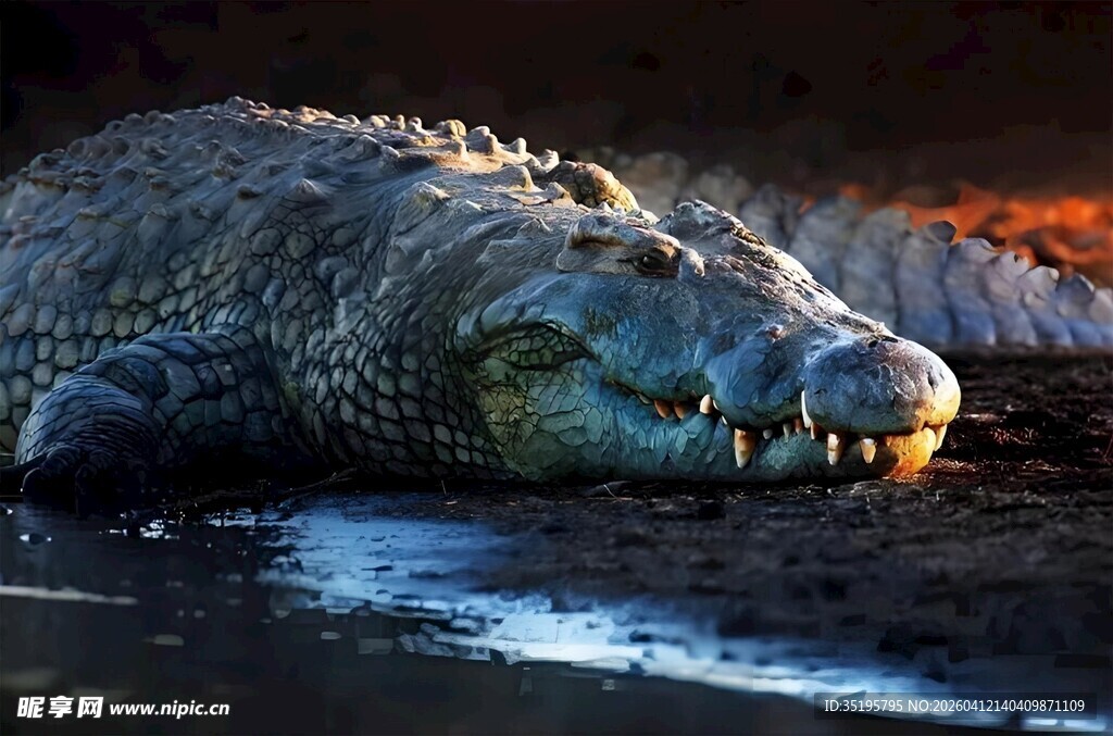 河边休憩的鳄鱼