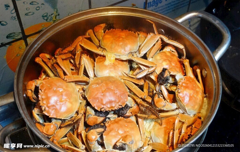 锅中满满螃蟹待烹饪