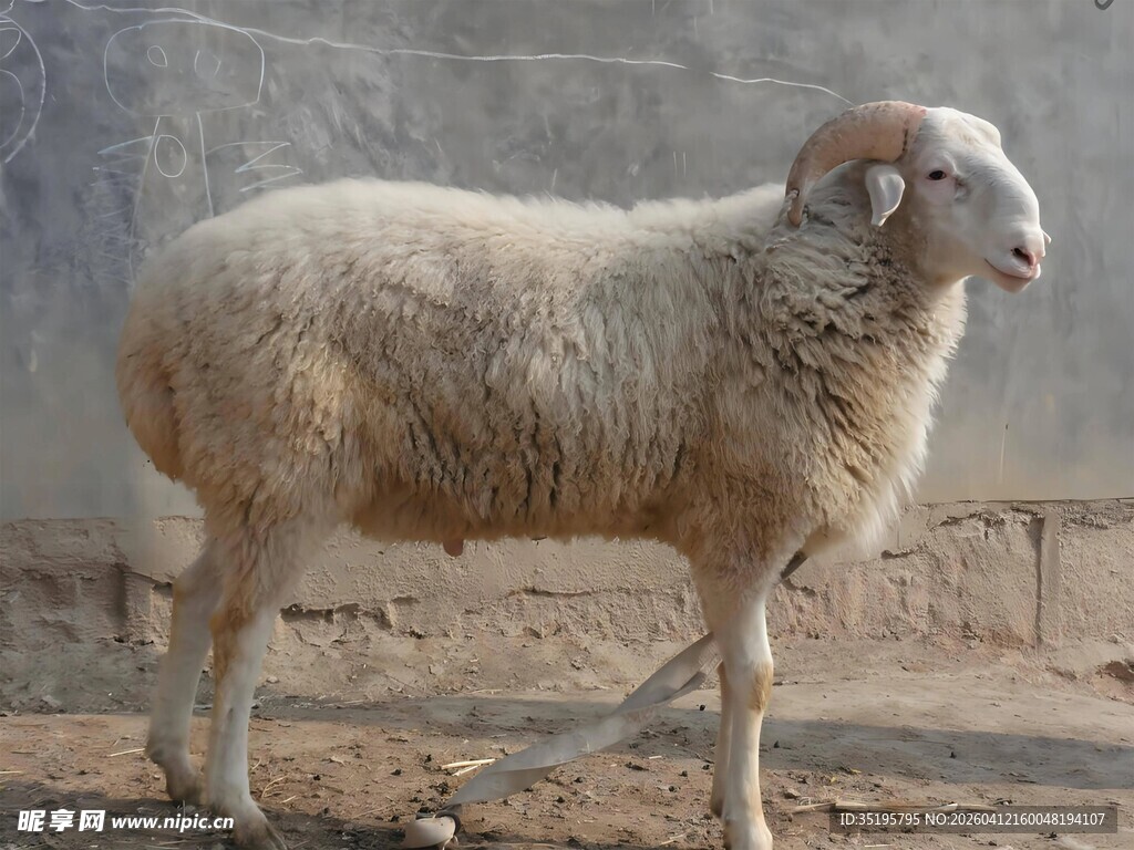 站立的大角绵羊