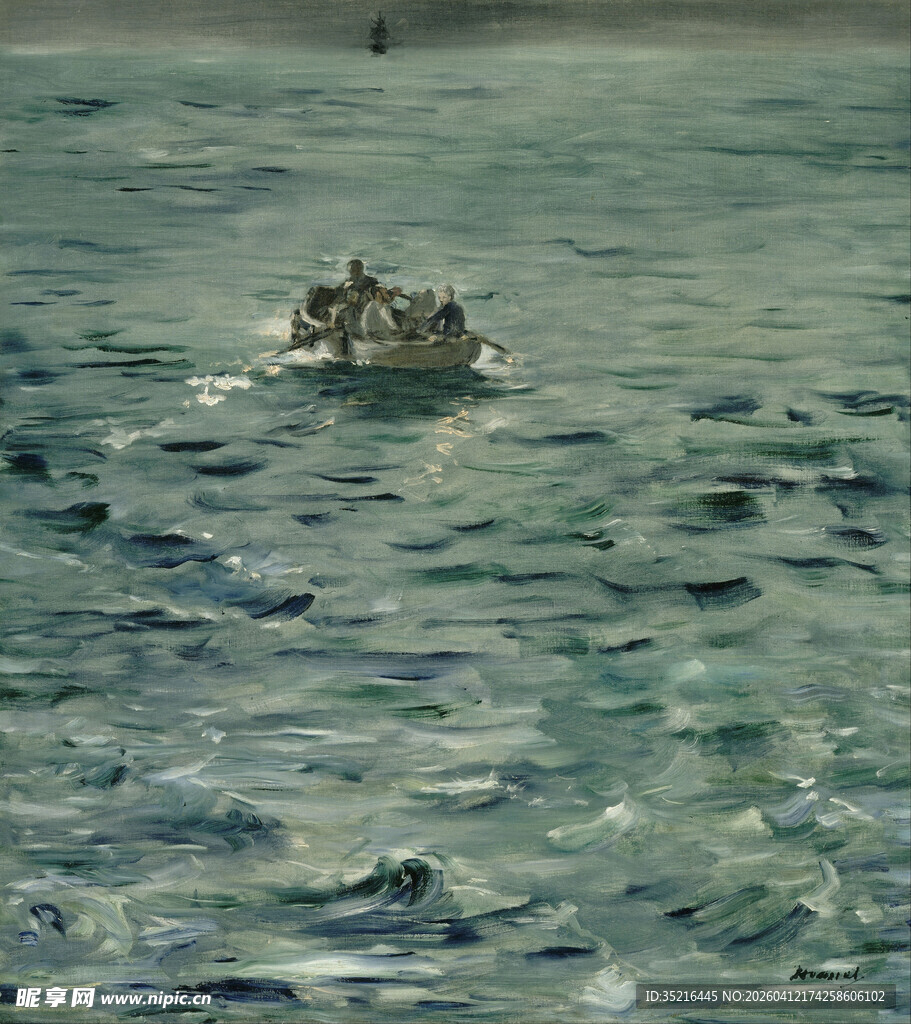 海上小船破浪前行