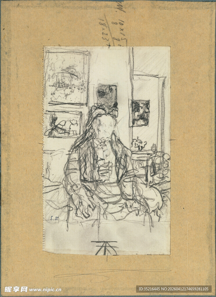 古代人物场景线描画作