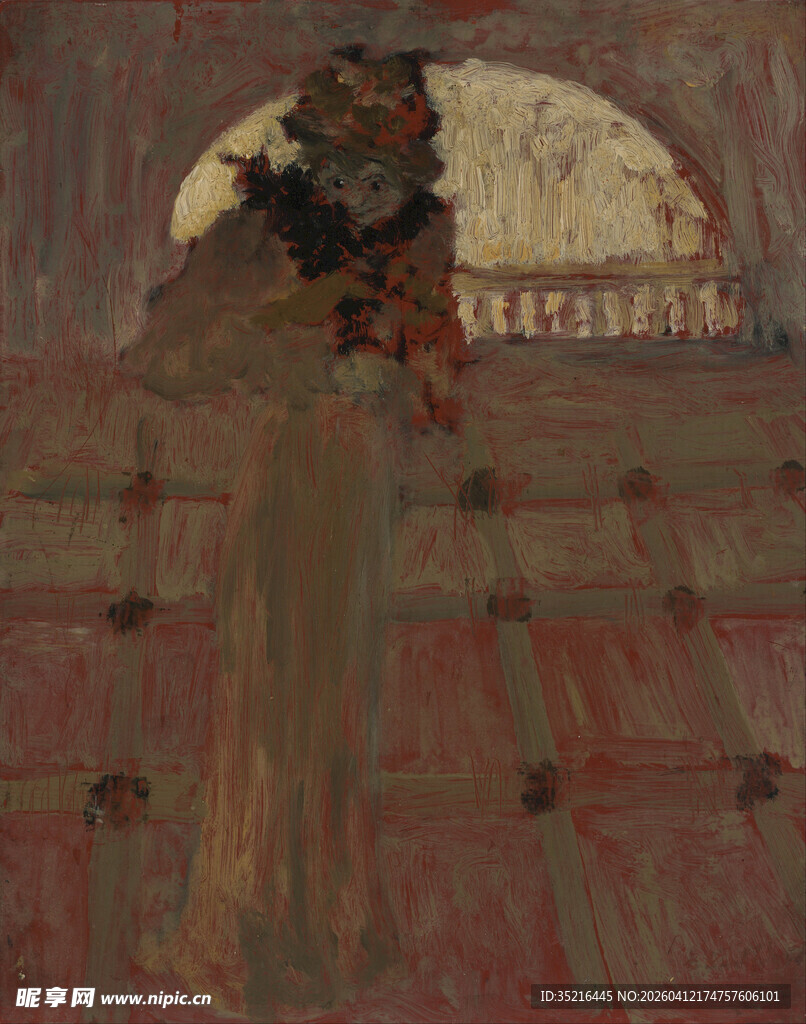 复古风格女子与花卉画作