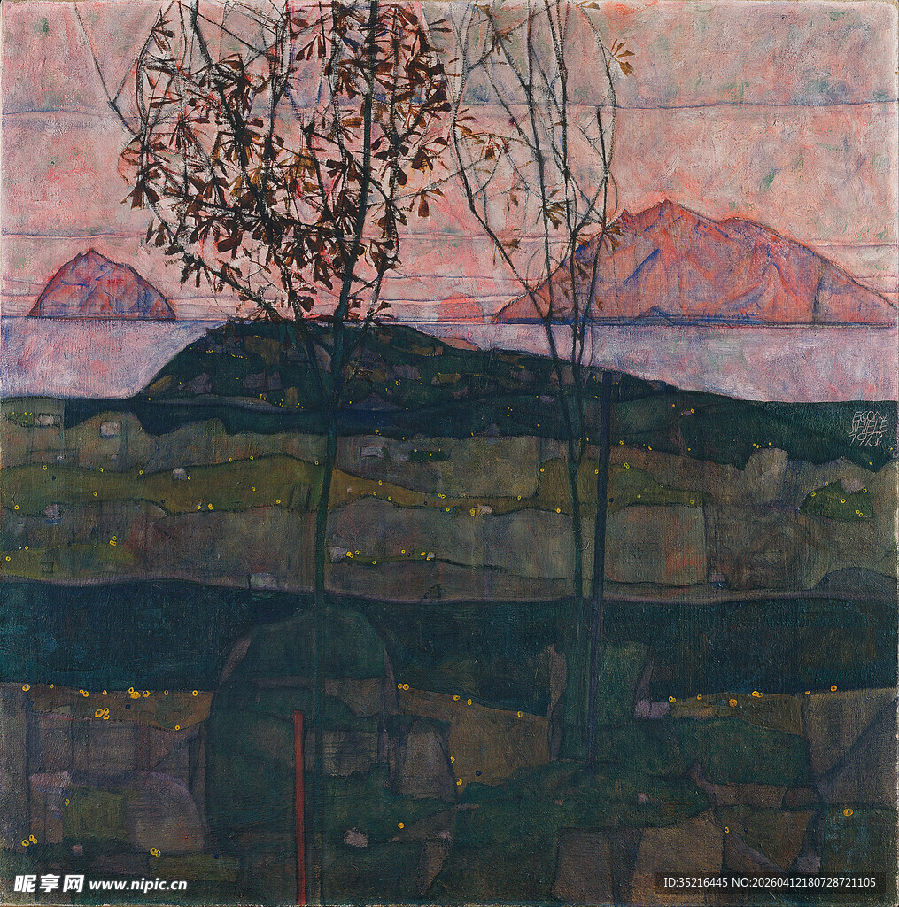 秋日乡野风景油画