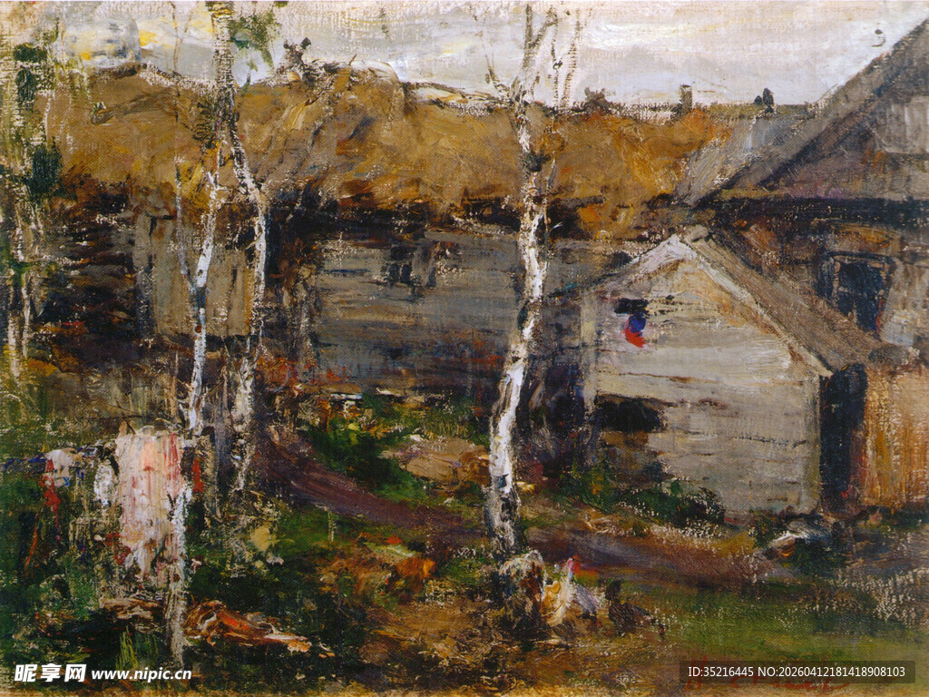 秋日乡村小屋景致