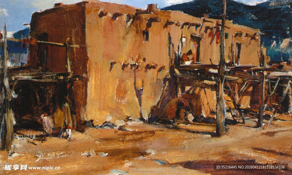 古老土筑建筑村落景象