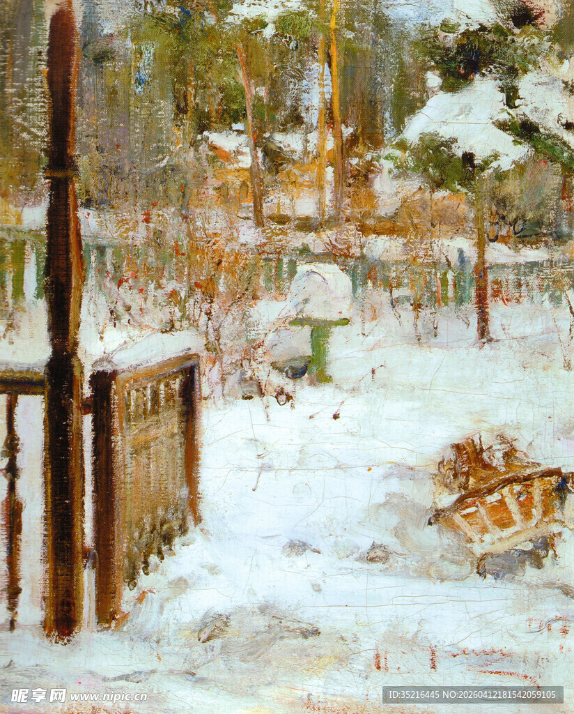 冬日雪景中的静谧小院