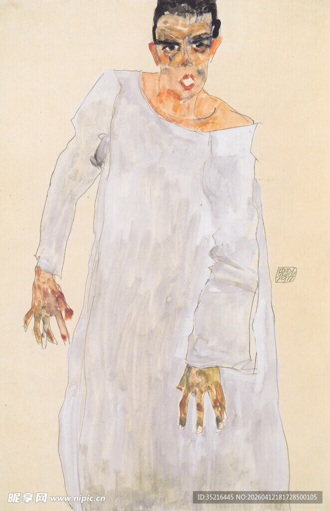 白色服饰女性艺术画像
