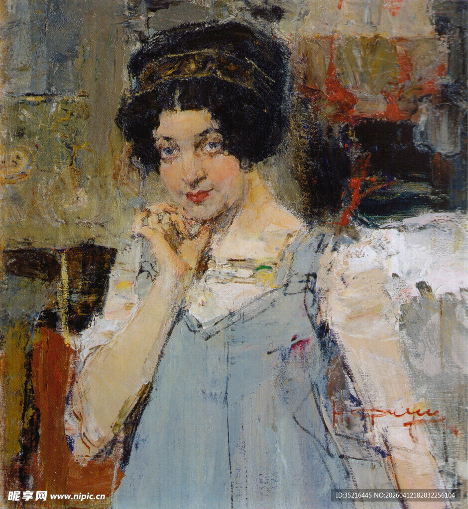 复古装扮女子的优雅肖像