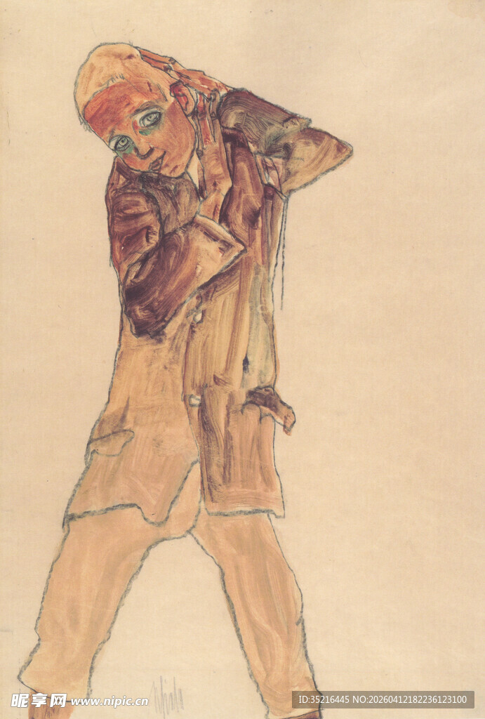 复古风人物姿态插画