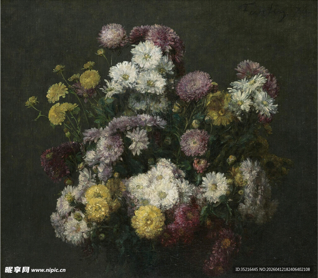 缤纷花卉静物油画