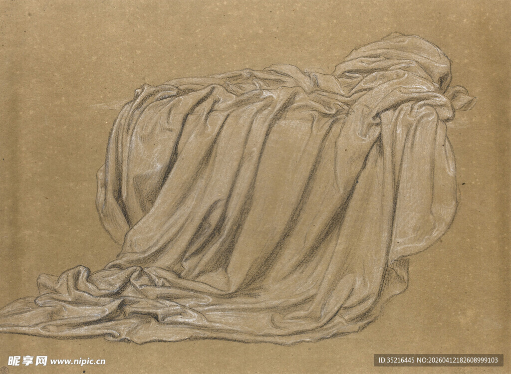 素描褶皱布料静物图