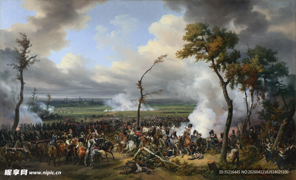 战场激战场景油画