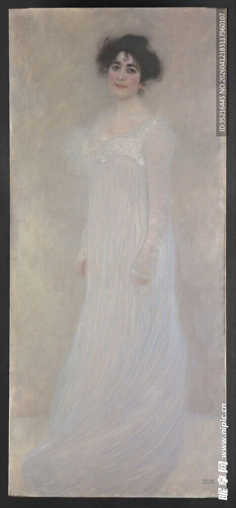 复古优雅女士白色长裙画像