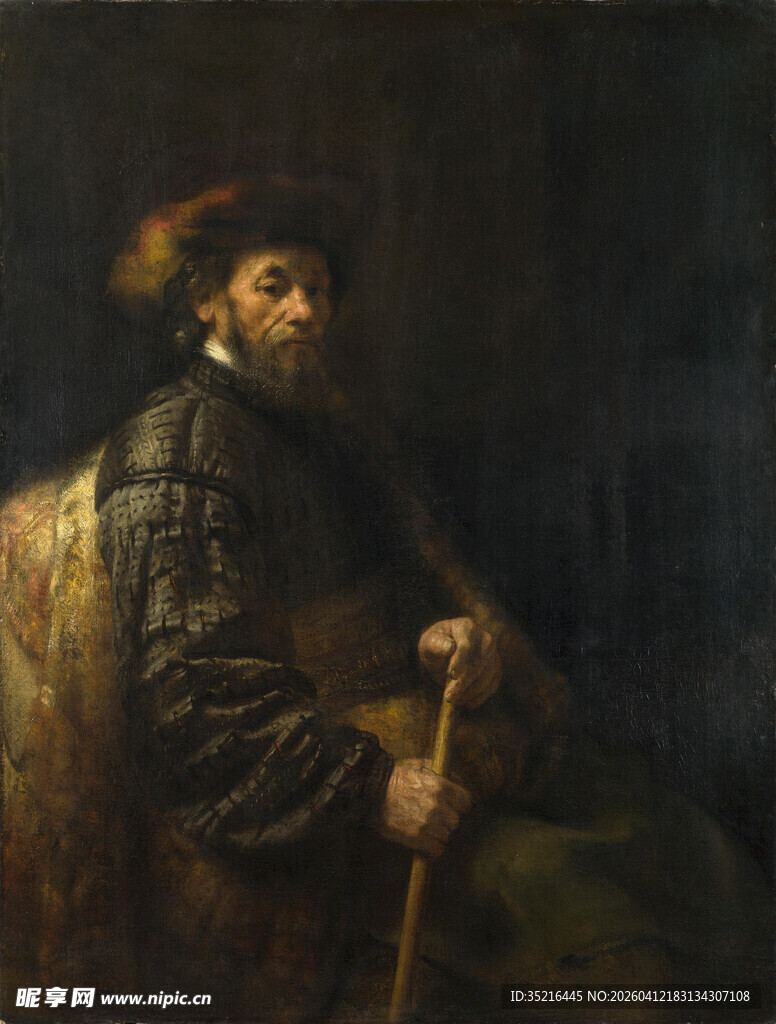 持杖男子肖像画