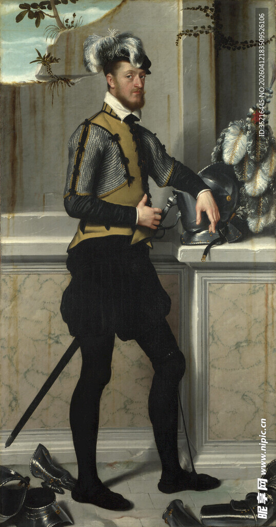 复古装扮的持剑人物形象