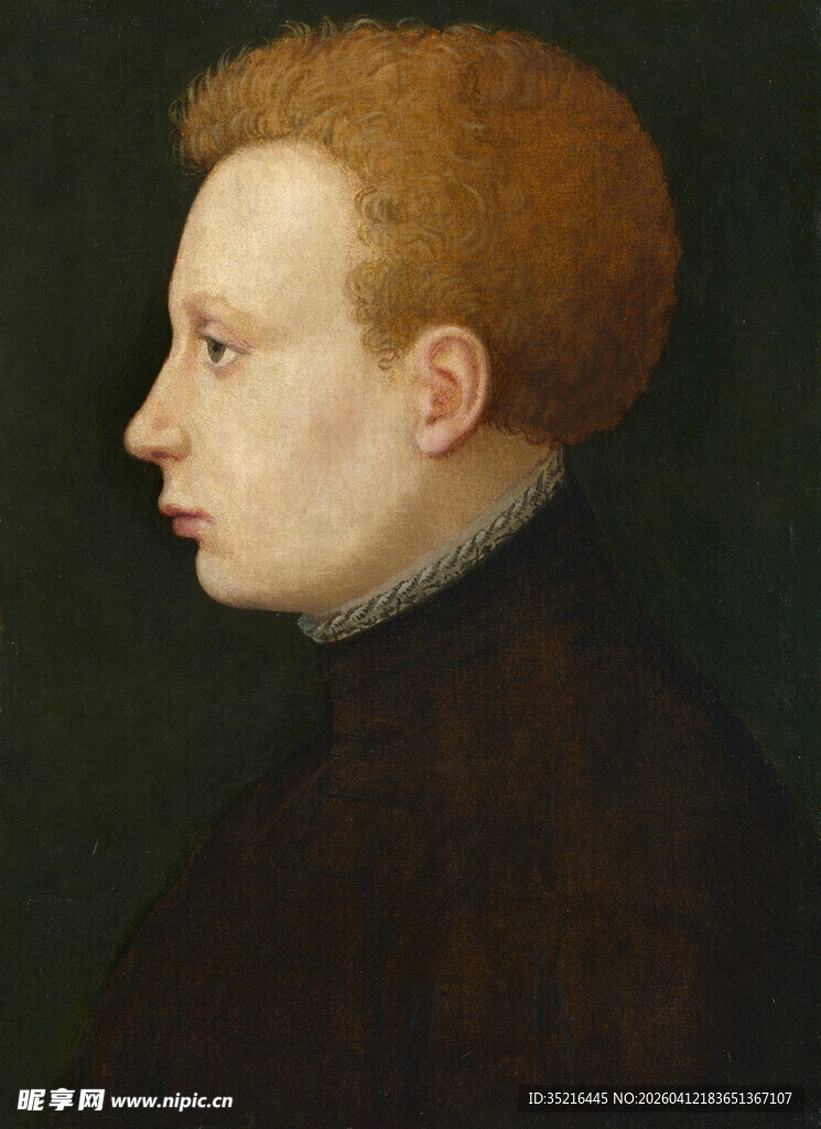 红发男子侧面肖像画