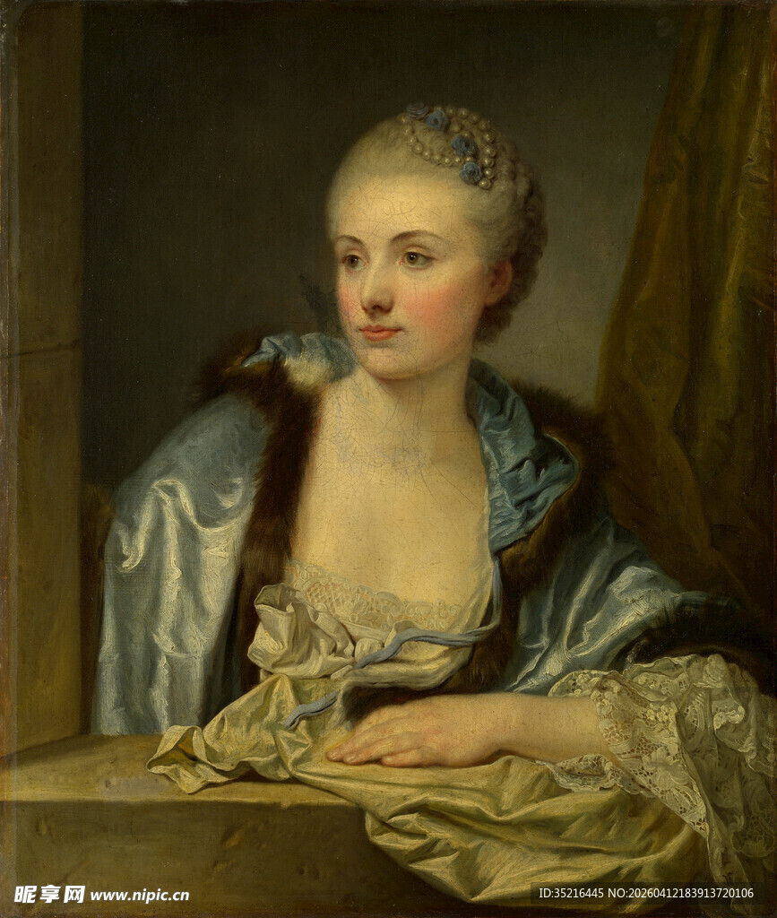 古典装扮女子肖像画