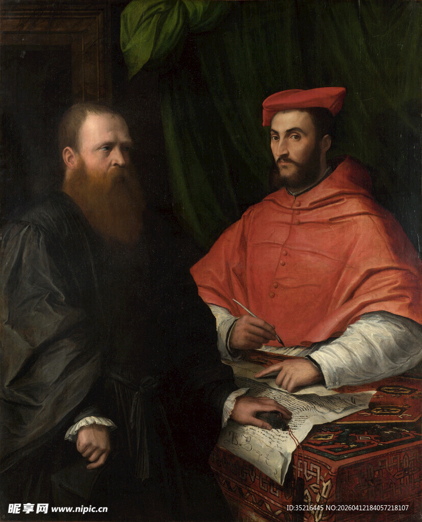 红衣主教与男子肖像画