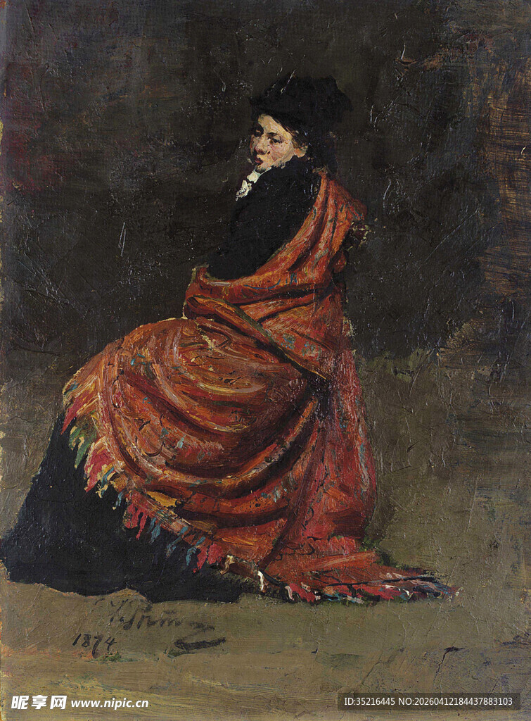 身着华丽服饰的侧身女子