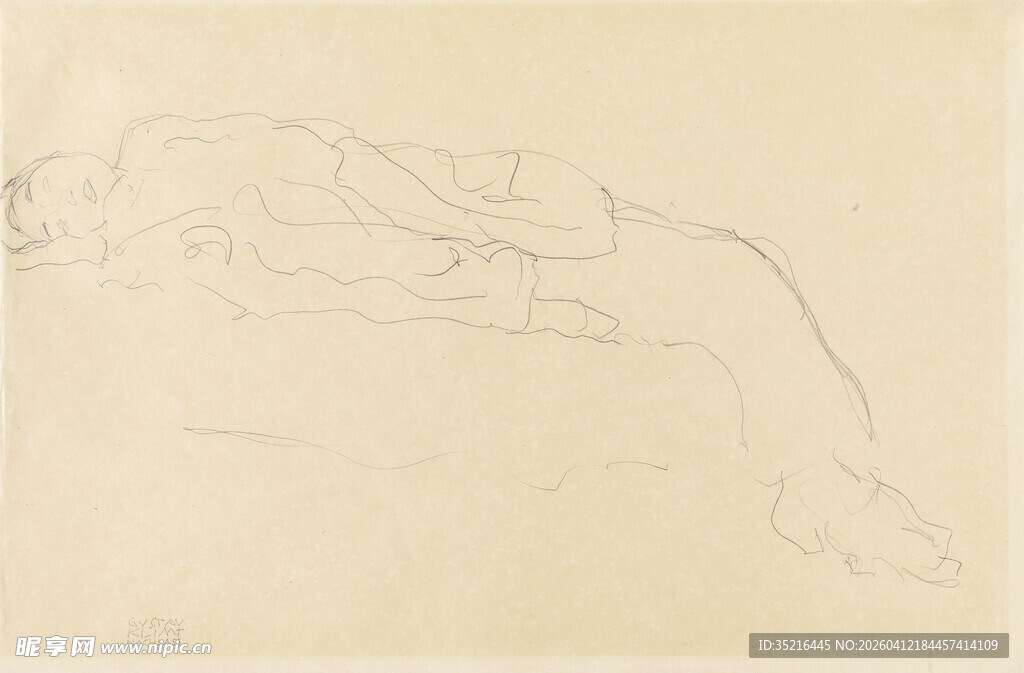 人物躺卧姿态素描画