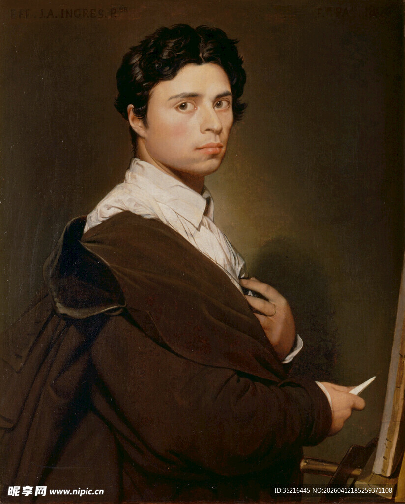 古典装扮的持笔人物肖像