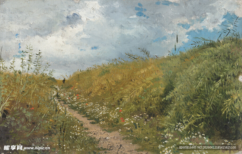 漫步山间小径的惬意景象