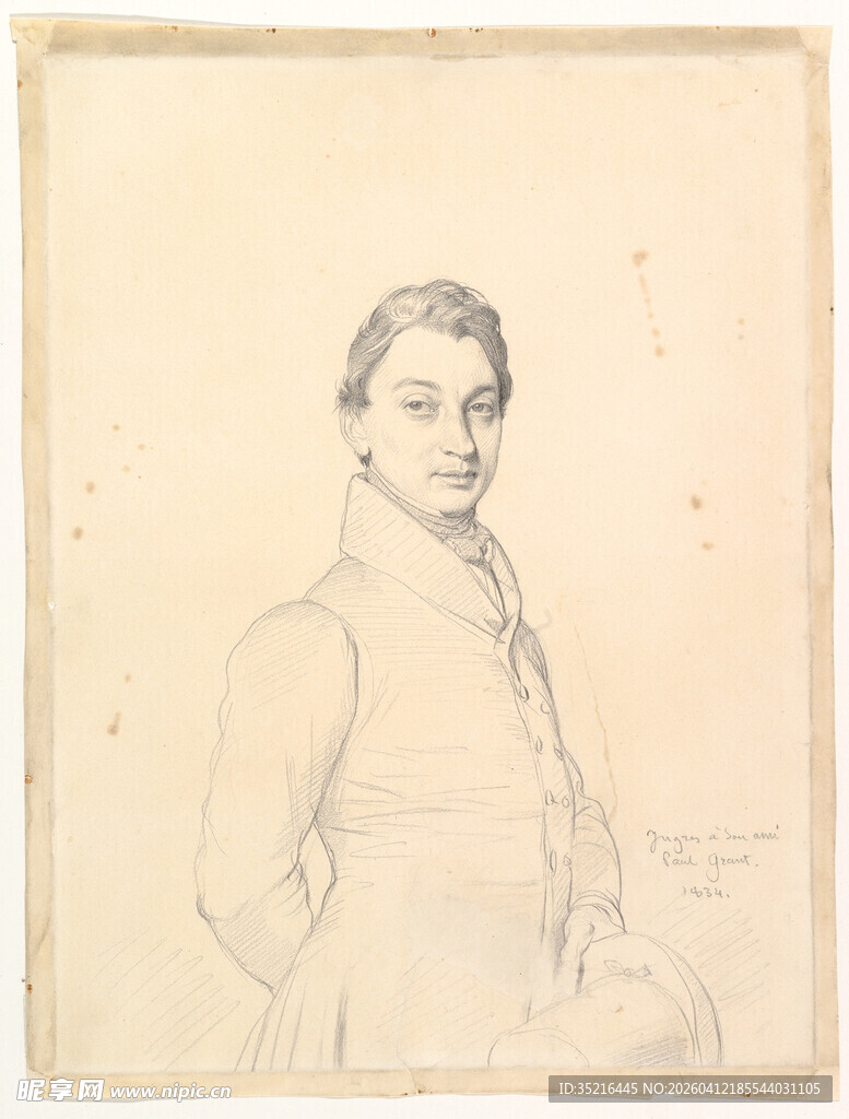 男子侧身素描画像