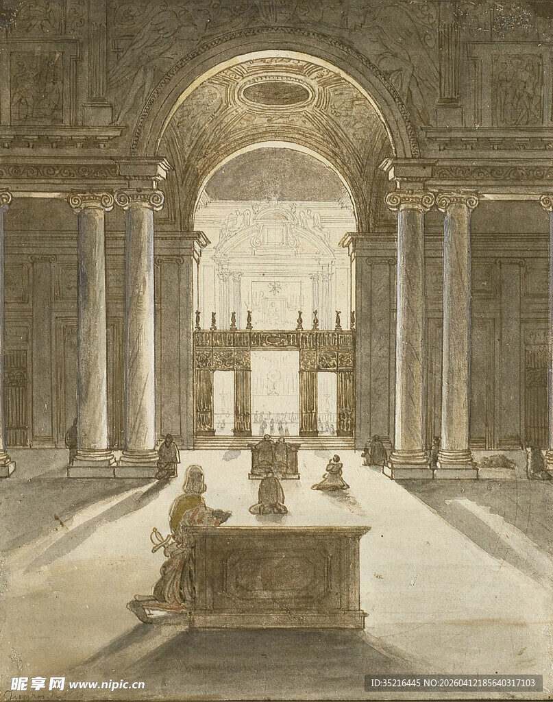 古典室内场景中的人物活动