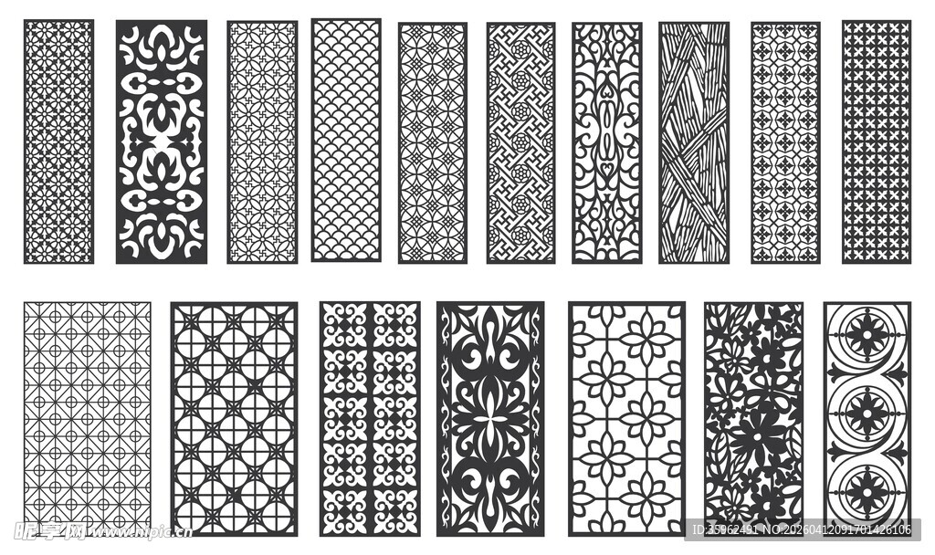 镂空花纹屏风