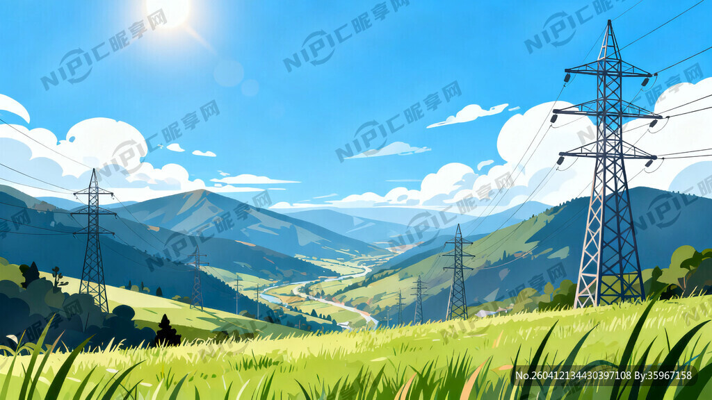 背景是蓝天白云 阳光明媚 山谷