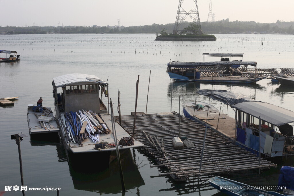 湛江宁静码头停泊的多艘船只