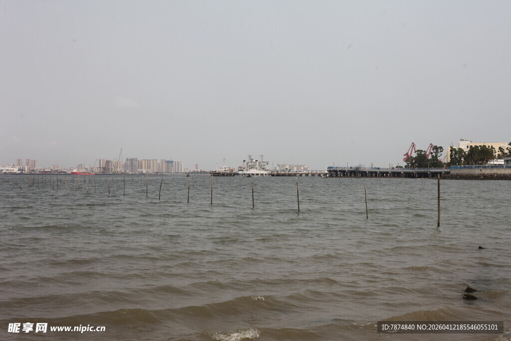 湛江海滨风光 水面与远处建筑