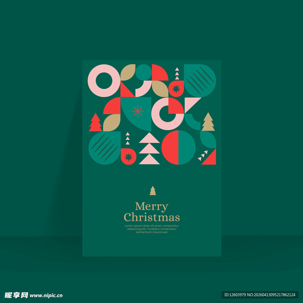 圣诞贺卡多彩几何节日元素