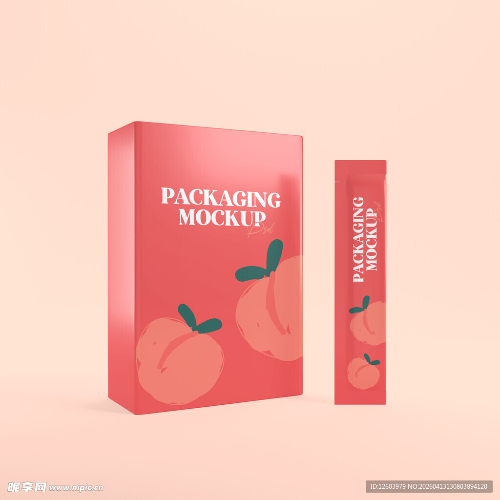 粉色桃子包装模型展示