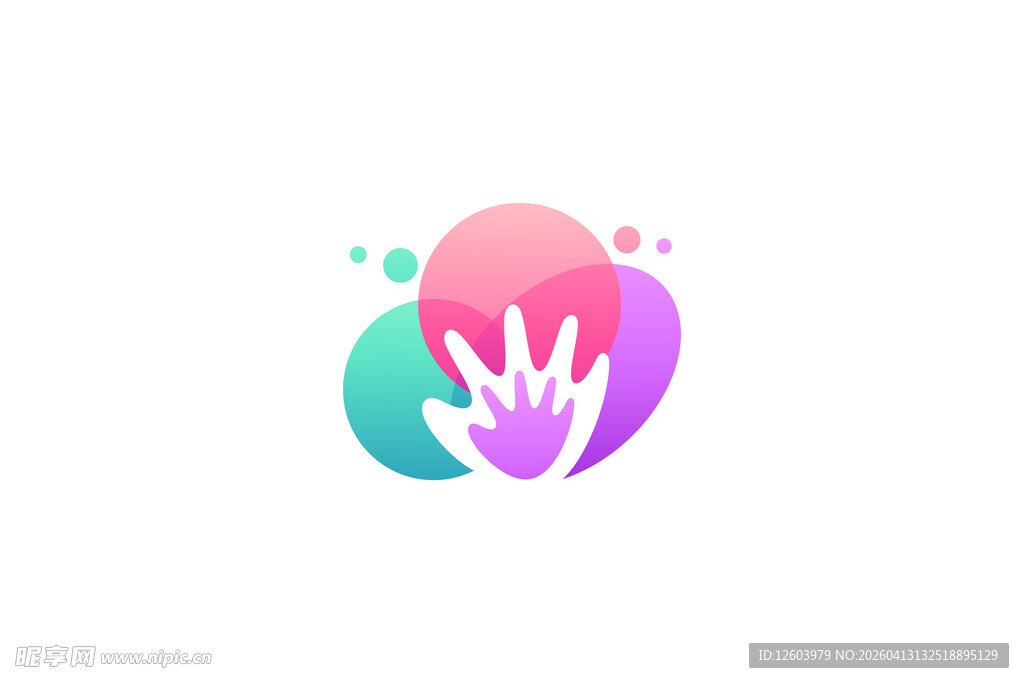 多彩手形创意图标设计