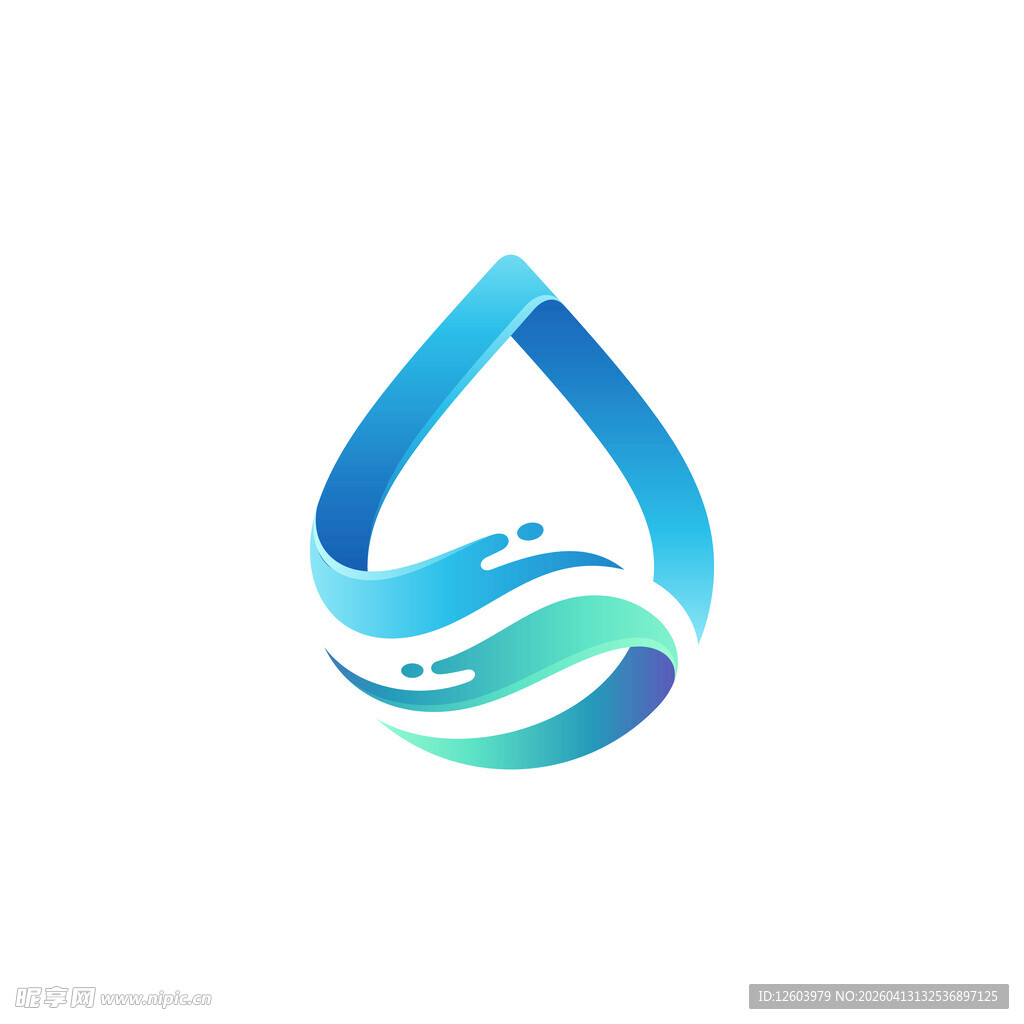 水滴海浪创意标志设计