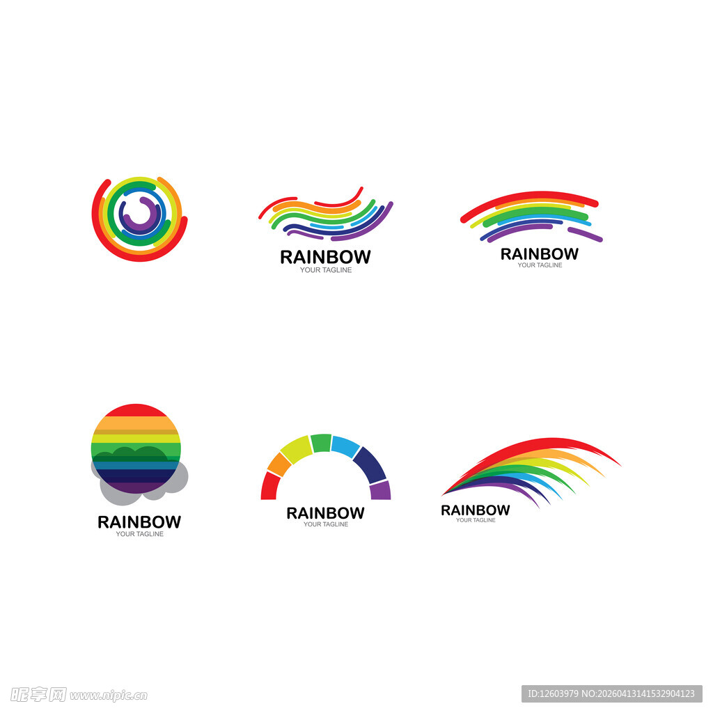 多彩彩虹风格标志设计