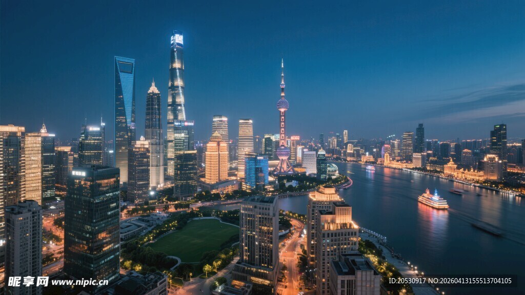 夜幕天际东方明珠黄浦游船建筑