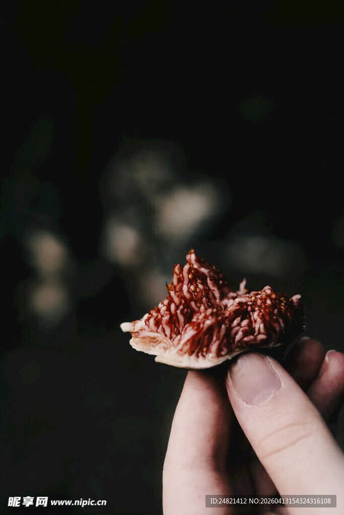 手持美味碎肉小食