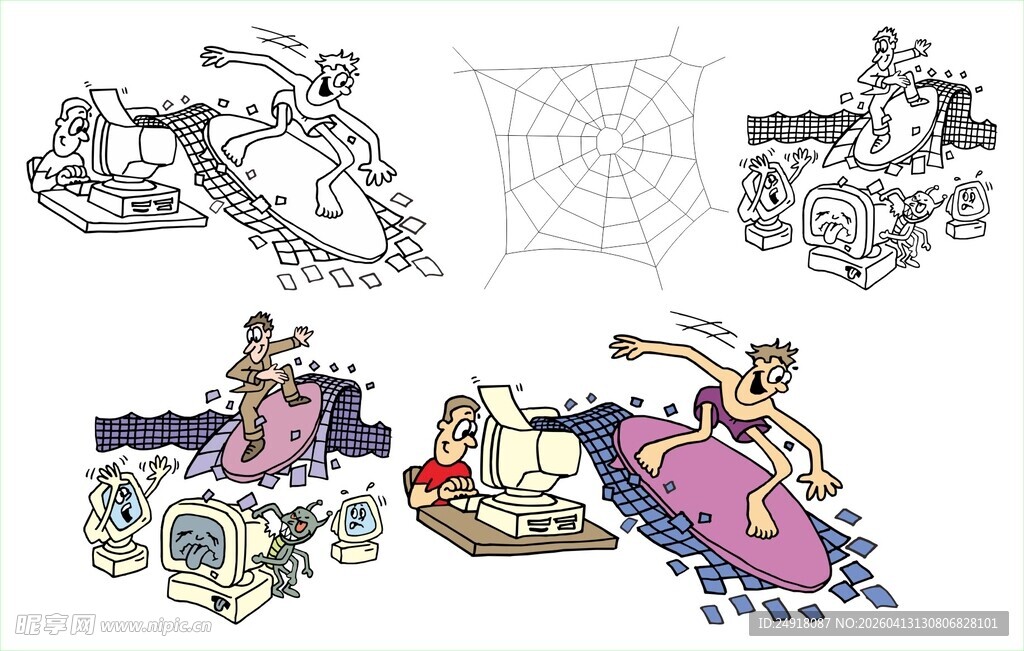 卡通风格动物与交通工具插画