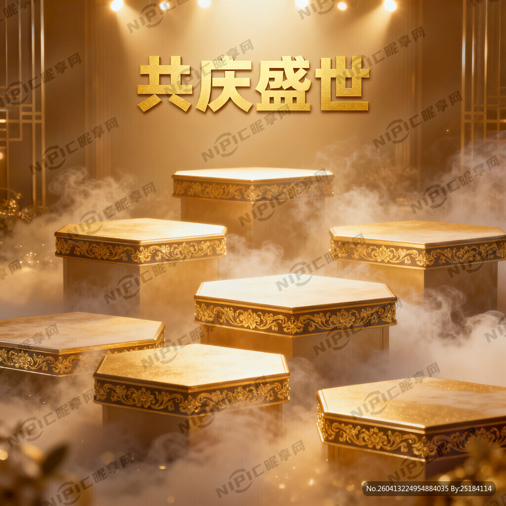 宏大喜庆梦幻场景、六个错落有致