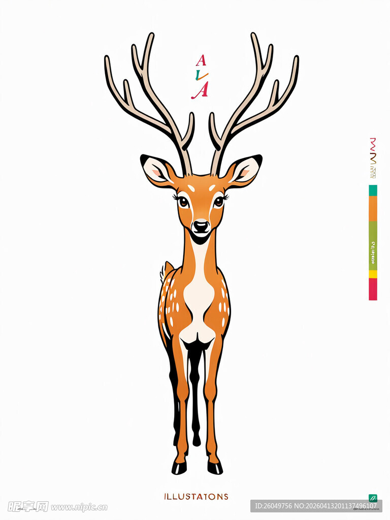 卡通风格站立梅花鹿形象