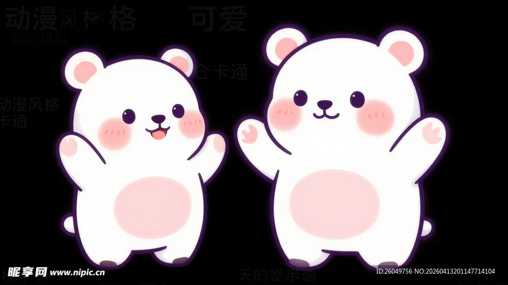 可爱双小熊卡通形象